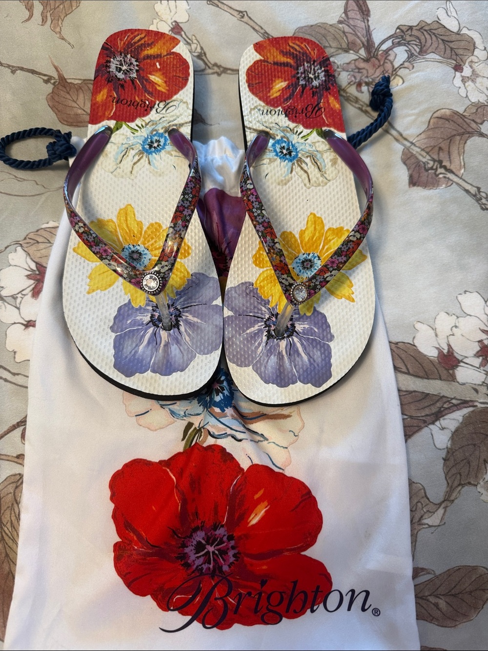 Brighton Maui Multi Floral Flip Flop Sandals